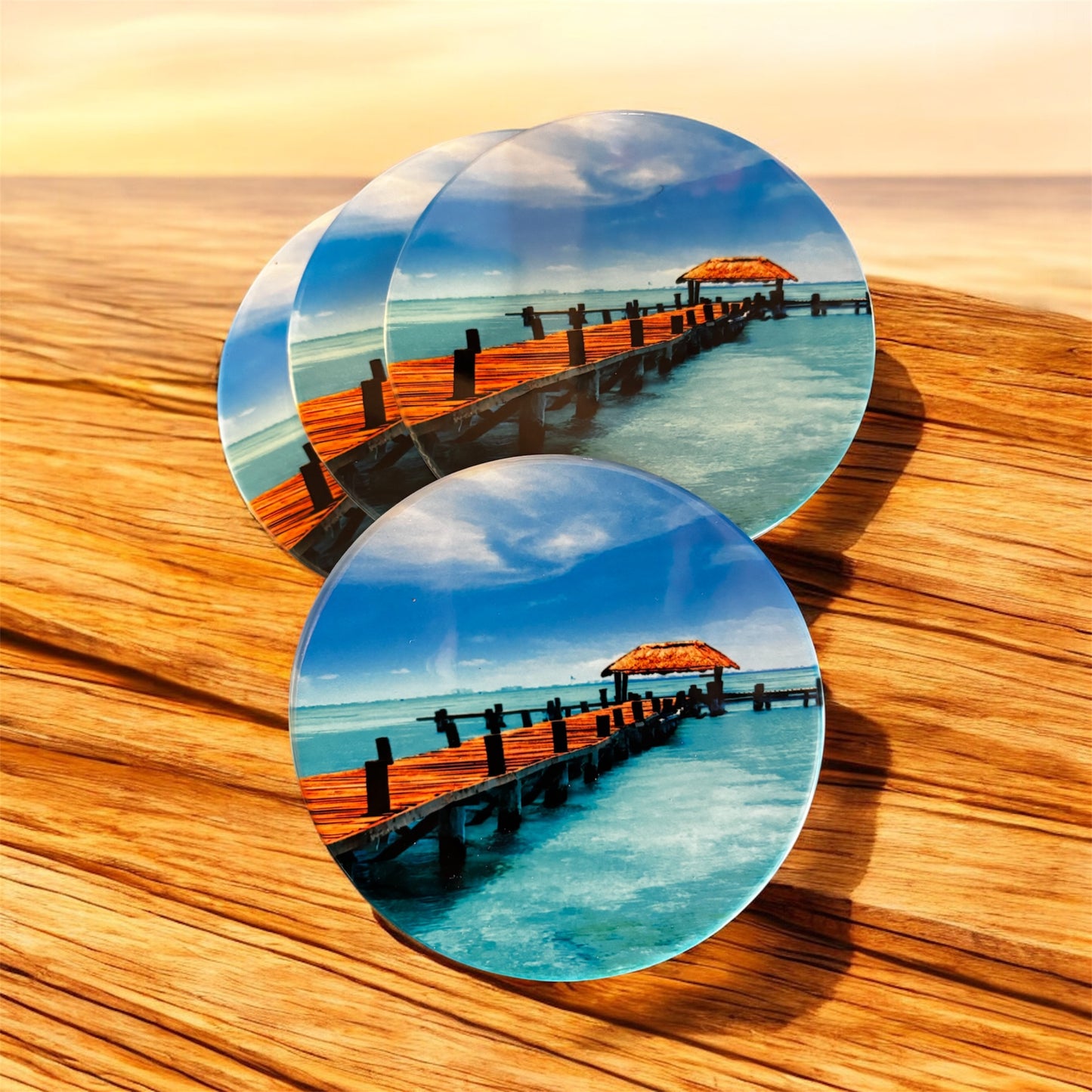 Beach Getaway Ceramic Coaster Set