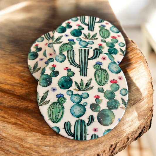 Cactus Ceramic Coaster Set