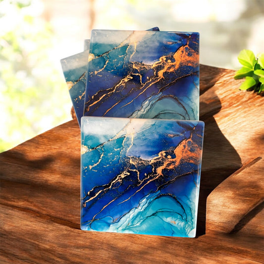 Marble Ceramic Coaster Set